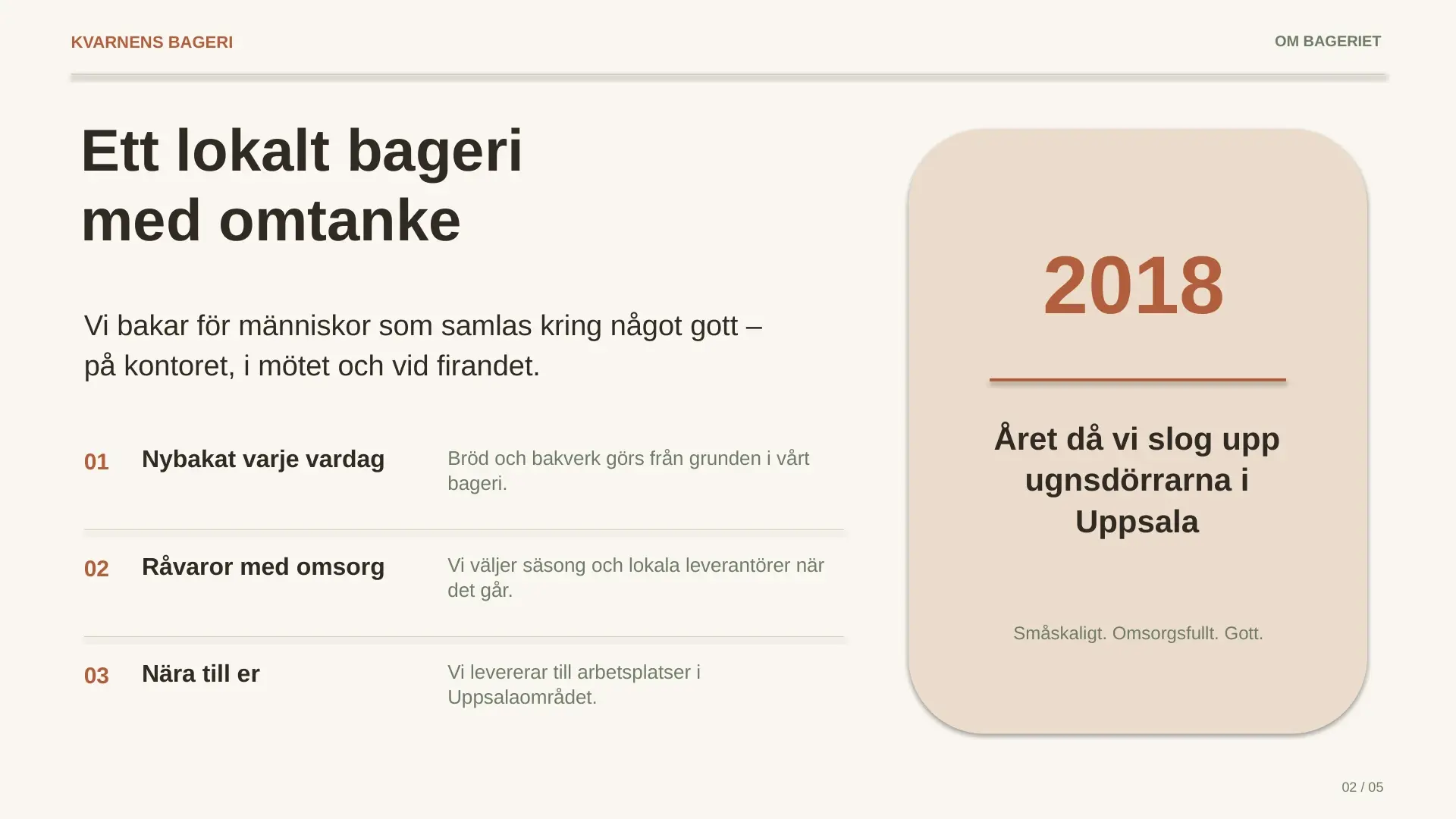Bild 2 av 5 i GPT-6 Sols presentation för Kvarnens Bageri: om bageriet