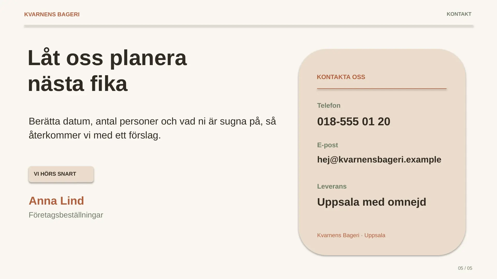 Bild 5 av 5 i GPT-6 Sols presentation: kontaktuppgifter med ett .example-domännamn